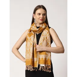 SWI Stylish Tasselled Paisley Woven Design Woollen Stole-picture-25