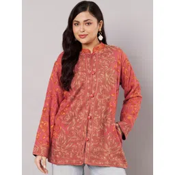 SWI Stylish Women Floral Woollen Lightweight Open Front Jacket with Embroidered-picture-26