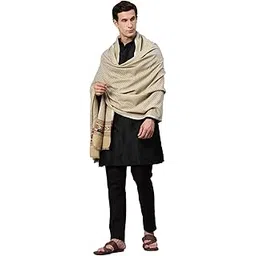 swi with label Men Beige Chevron Woven Wool Shawl 3J41_Beige-picture-48