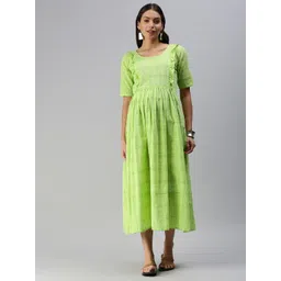 Swishchick Gathered Cotton Maternity A-Line Dress-picture-17