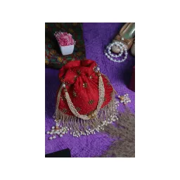 SWISNI Designer Red Double Side Potli Bag For Brides (S)-picture-13