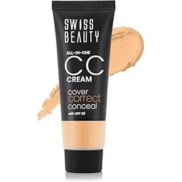 Swiss Beauty All-In-One Lightweight CC Cream with SPF 30 | Cover, Correct and Conceal | For Natural, Medium coverage | Shade- 04 Light Beige, 25g |-picture-50
