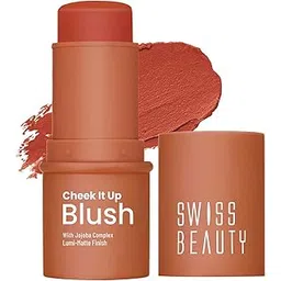 Swiss Beauty Cheek It Up Blush for Cheeks|Lumi-Matte Finish | Lightweight | Easily Blendable | With Jojoba Oil | Shade- Buffed with Rose, 8g-picture-37
