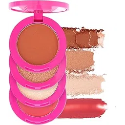 Swiss Beauty Craze Baesic 4-in-1 Multi-Face Palette | Lip & cheek cream | 2 Eyeshadow shades | 1 Highlighter | Shade- Delulu, 6g-image-29