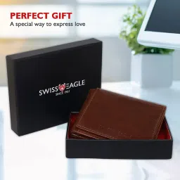 swiss eagle Leather Wallet For Men, Dark Brown image 5