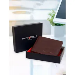 Swiss Eagle Men Textured Genuine Italian Leather Two Fold Wallet-picture-24