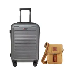 SWISS MILITARY Contour 38 L & 2.2 L Multicolor ABS Luggage Bag & Cama Canvas Sling Bag Combo-image-46