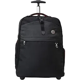 swiss military Glaze Prime 43L Laptop Backpack Cum Overnighter Trolley Bag for Unisex, Fits Up to 15.6 Inch Laptop with Premium Lining and Aluminium Push Button Trolley, Extra Large Wheels- Black-picture-11