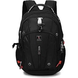 SWISS MILITARY Laptop Backpack: 31L Water-Resistant Bag with USB & Aux Port, Breathable EVA Back, Stylish Travel & Outdoor Backpack for Men & Women - Black-picture-25