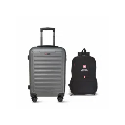 Swiss Military Small Multi Striped Combo of 2 hard Cabin Luggage Trolley With Foldable Backpack-picture-19