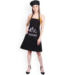 SWITCHON Black & White Cooking Printed Kitchen Apron with Cap-picture-32