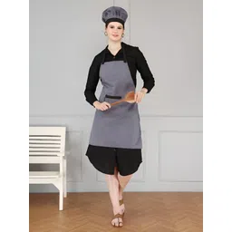 SWITCHON Grey & Black Lightweight Cooking Apron with Matching Cap-picture-41