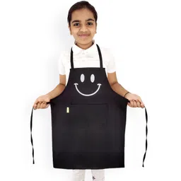 SWITCHON Kids Black & White Smiley Printed Waterproof Kitchen Apron with Cap-picture-38