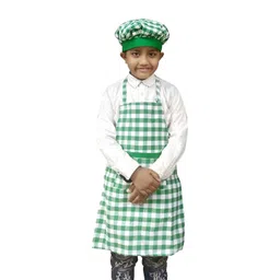 SWITCHON Kids Green & White Cotton Checked Aprons-picture-27