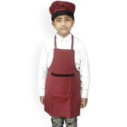 SWITCHON Maroon & Black Checked Waterproof Cotton Apron-picture-36