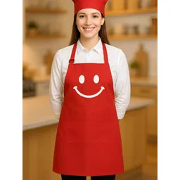 SWITCHON Red And White Printed Waterproof Cotton Apron & Hat-picture-38