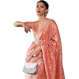 swornof Women's kanjivaram banarasi silk saree Zari Woven for festival Wedding silk with rich pallu Design sarees for women with Unstitched blouse piece-picture-43