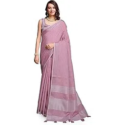 swornof Women's Linen Cotton Silk Saree with Unstitched Blouse Piece | Saree for Women | Saree with Blouse Piece | Soft and Skin Friendly-picture-29