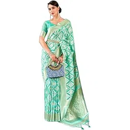 swornof Women's Organza Pure Soft Silk Saree With Blouse Piece (RAINBOW)-picture-21