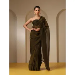 Swtantra Green Chiffon Saree With Unstitched Self Blouse-picture-33