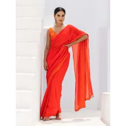 Swtantra Orange Saree With Unstitched Blouse-picture-47