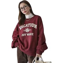 sxv style SXV 'Vacation Joy Wake’ Printed Cool Aesthetic Drop Shoulder Oversized Sweatshirt-picture-45