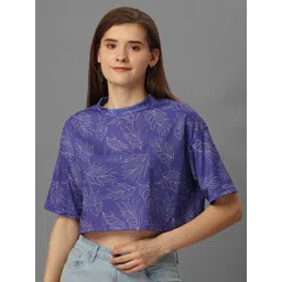 SXV STYLE Women Ethnic Motifs Printed Round Neck Extended Sleeves Cotton Boxy Crop Top-picture-26