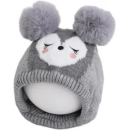 Children's Knitted Winter Hat with Ear Protection, Thick Warm Wool Bear Head Design for Kids & Toddlers-image-47