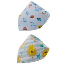SYGA Baby Feeding Bibs Unisex Baby Triangular Cotton Bibs Adjustable Closure for Infant Toddler 0 to 2 Years Baby - Pack Of 2 (Car Lion)-picture-12