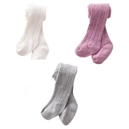 SYGA Baby Tights Soft Leggings For Girls Stockings Socks Pants Pack Of 3 - White Purple Grey-picture-28