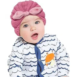 syga Baby Unisex Kids Winter Knitted Hat Newborn streachable RABIT Ears Warm Wool Baby Turban Cap 0-4 Years-picture-11