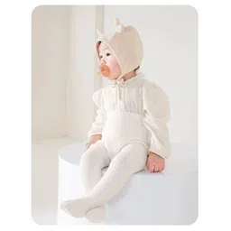 SYGA Cotton Solid Knit Tight Stockings - Beige image 2