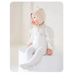 SYGA Cotton Solid Knit Tight Stockings - White image 2