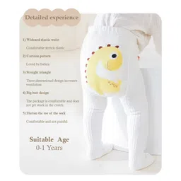 SYGA Cotton Solid Knit Tight Stockings - White image 3