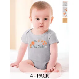 SYGA Infants Pack Of 4 Printed Cotton Bodysuits-picture-36