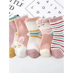 SYGA Kids Pack Of 5 Patterned Cotton Ankle-Length Socks-image-15