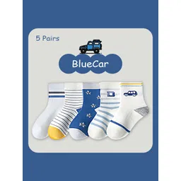 SYGA Kids Pack Of 5 Patterned Pure Cotton Ankle-Length Socks-picture-19