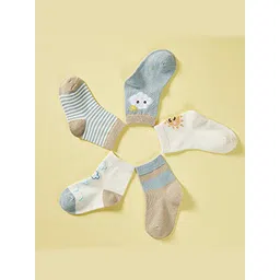 SYGA Kids Pack Of 5 Patterned Pure Cotton Ankle Length Socks-picture-13