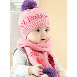SYGA Kids Self Design Knitted Beanie With Scarf-picture-28