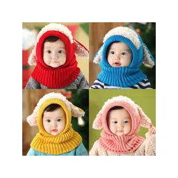 SYGA Kids Self Design Puppy Shape Cotton Woollen Beanie Dog Cap-picture-32