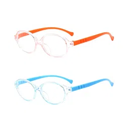 SYGA Pack of 2 Kids Anti-Blue Light Blocking Lightweight Retro Round Glasses for Age 4 to 9 Years old (Orange & Blue)-picture-11
