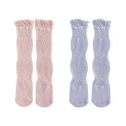 SYGA Set of 2 Cotton Solid Socks - Pink &Blue-picture-25