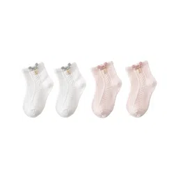 SYGA Set of 2 Cotton Solid Socks - White &Pink-picture-35