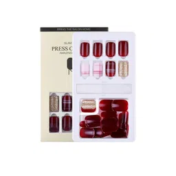 SYGA Set Of 30 Press On Gel Fake Nails - Maroon F635-19 image 1
