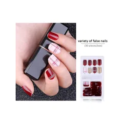 SYGA Set Of 30 Press On Gel Fake Nails - Maroon F635-19 image 2