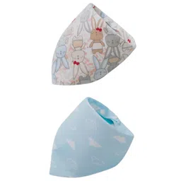 SYGA Triangular Cotton Bibs Adjustable Closure for Infant Toddler Rabbit & Cloud Print Pack Of 2 - Multicolor-picture-20