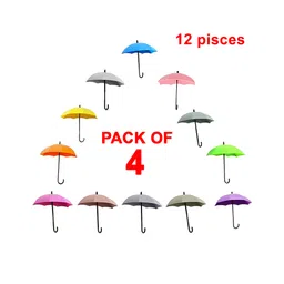 SYGA Umbrella Wall Hooks Set Colourful Sticky Wall Key Hanging Holder Pack of 12 (Colour may vary)-picture-27