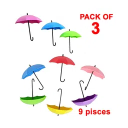 SYGA Umbrella Wall Hooks Set Colourful Sticky Wall Key Hanging Holder Pack of 9 (Colour may vary)-picture-25