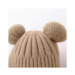 SYGA Winter Warm Ear Protection Knitted Cute Pompom Baby Hat  Khaki - Diameter 12cm image 3