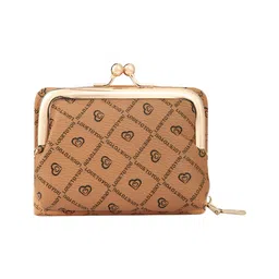 SYGA Women Trendy Clasp Wallet for Women Compact Plaid Purse with Metal Frame & Zipper Pocket (Light Brown)-picture-16